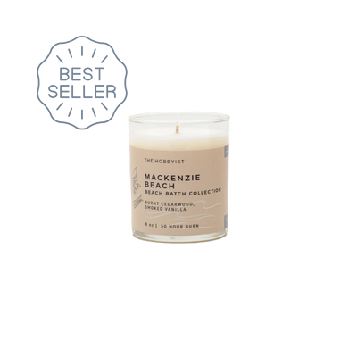 Mackenzie Beach | smoked vanilla + burnt cedar | Beach Batch Candle