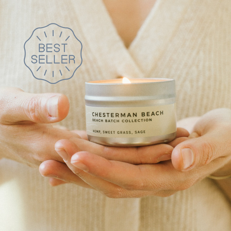 Chesterman Beach | sweet grass eucalyptus hemp sage | Travel Candle